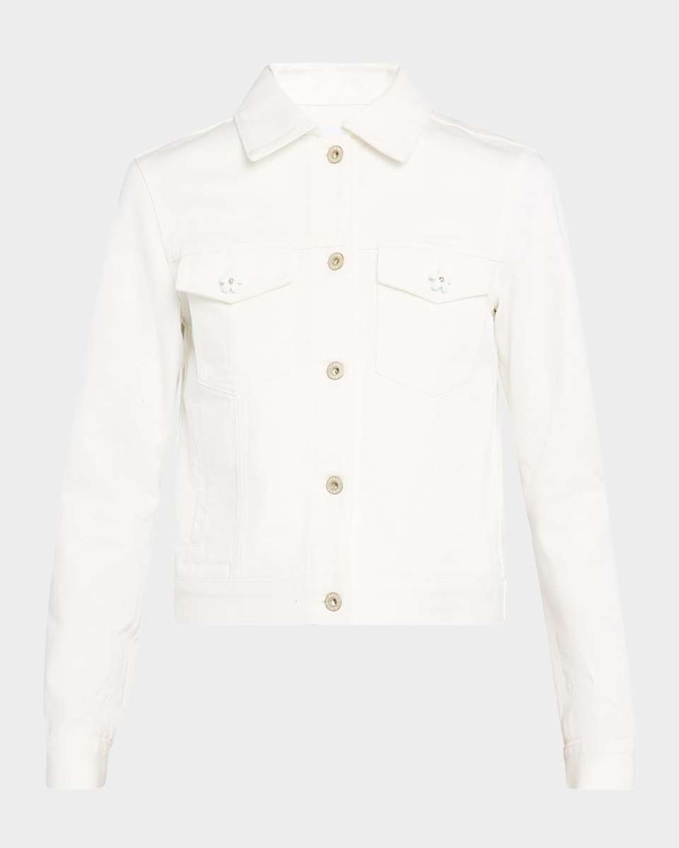 Flower-Button Denim Jacket
